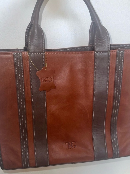 TRG Other - TRG Cognac Leather Work Tote Laptop Bag EUC
